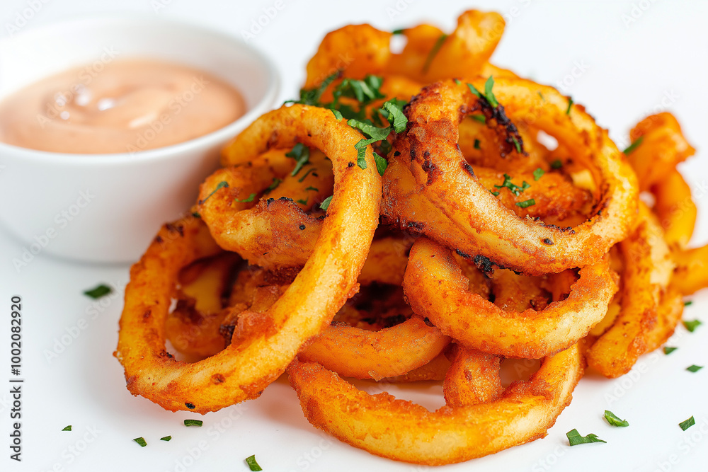 Curly Fries Served with a Side of Cajun Ranch Dip: A Flavorful Combination for Your Taste Buds Curly Fries Served with a Side of Cajun Ranch Dip: A Flavorful Combination for Your Taste Buds