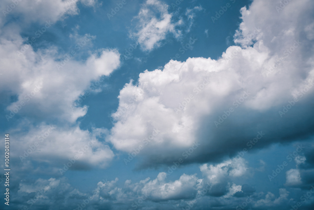 Calm Expanse: Soft Cumulus Clouds Gliding in a Sunlit Azure. Calm Expanse: Soft Cumulus Clouds Gliding in a Sunlit Azure.