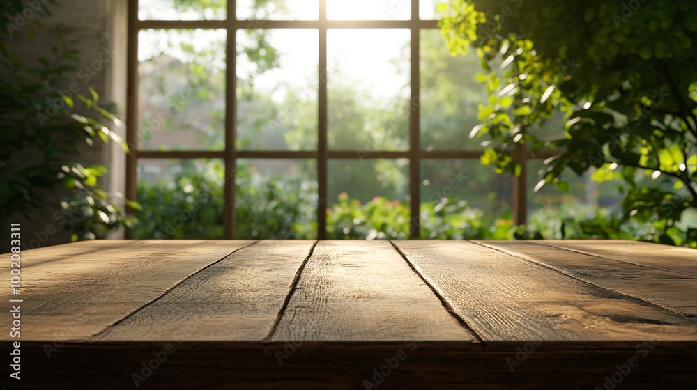 Table surface and blurred natural scenery for backdrop. Table surface and blurred natural scenery for backdrop.