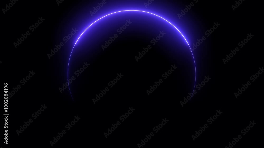 Abstract blue color glowing neon circle frame icon animation.  Futuristic neon light effect. ,Neon round frame, circle, ring shape, loading, empty space concept animation