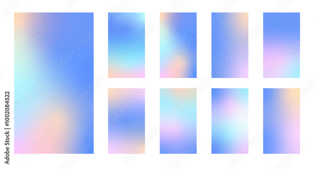 Set winter holographic gradient. Pastel Christmas background, modern winter blue gradient vector design. Set winter holographic gradient. Pastel Christmas background, modern winter blue gradient vector design.