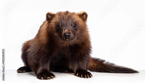 Wolverine on white background. Isolated of Animal. photo