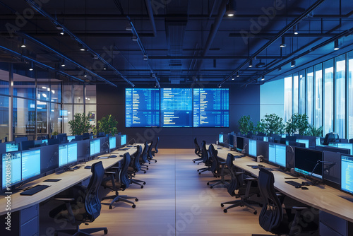 Spacious Call Center Layout with Large Open Workstations