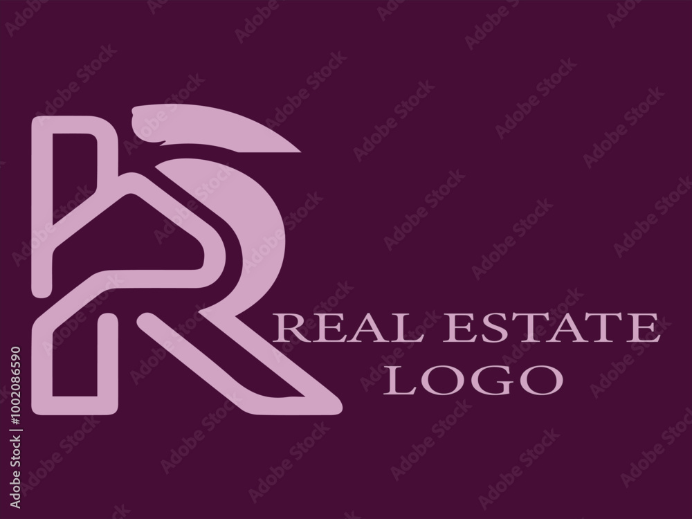 R Initial Letter Vector Logo for Real Estate in Modern Minimalist Style, R Logo Design with House Elements and Geometric Stripes R Initial Letter Vector Logo for Real Estate in Modern Minimalist Style, R Logo Design with House Elements and Geometric Stripes