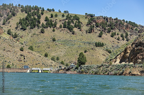 The Unity Dam and reservoir on the Burnt River near Hereford, Oregon, USA photo