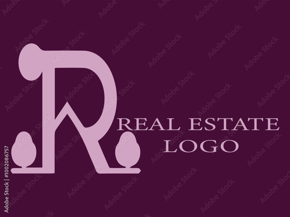 R Initial Letter Vector Logo for Real Estate in Modern Minimalist Style, R Logo Design with House Elements and Geometric Stripes R Initial Letter Vector Logo for Real Estate in Modern Minimalist Style, R Logo Design with House Elements and Geometric Stripes