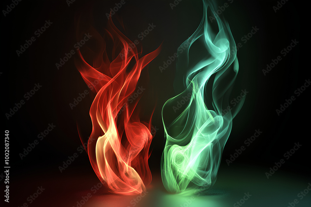 Mystical green and red Fire Flames 3d icon Mystical green and red Fire Flames 3d icon