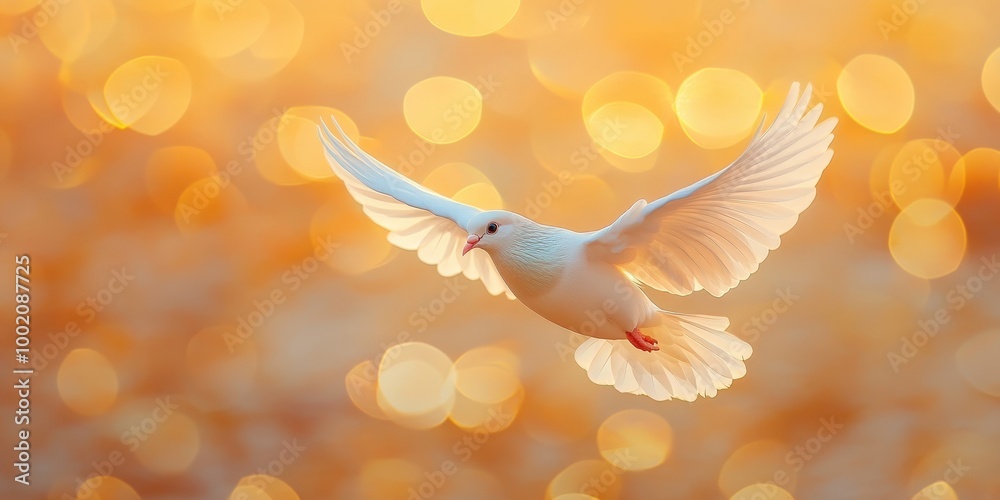 White Dove Flying in Golden Light White Dove Flying in Golden Light