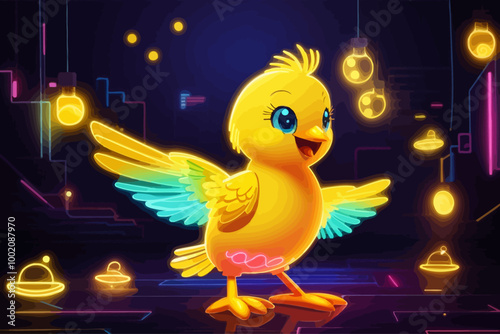 Tweety is a yellow canary cartoon illustration