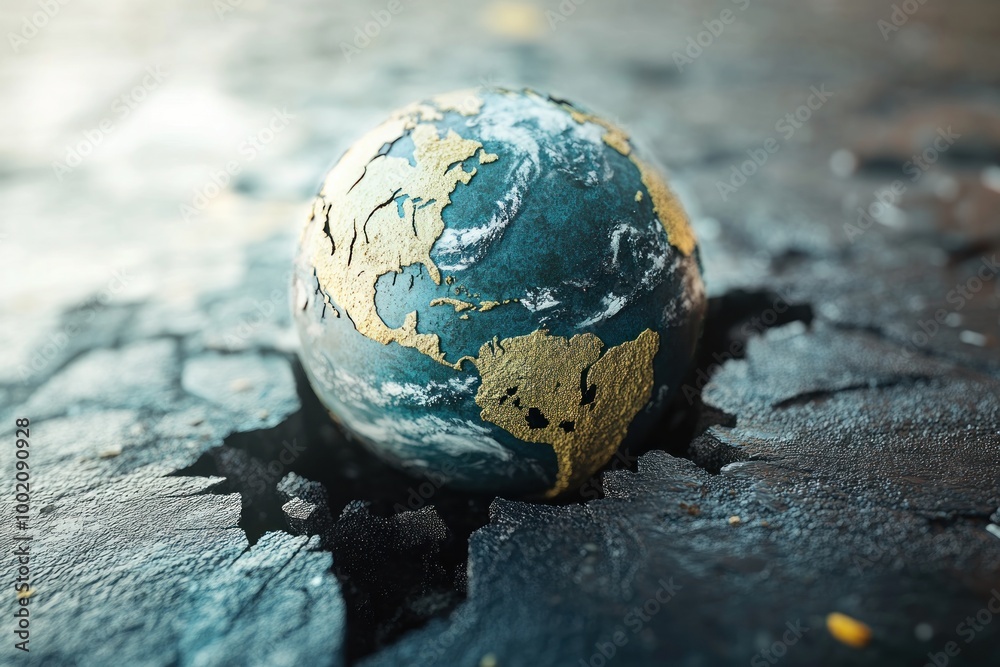A Cracked Earth With A Globe Embedded Within It A Cracked Earth With A Globe Embedded Within It