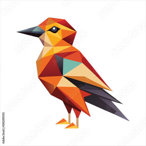 Low poly colorful bird vector art 