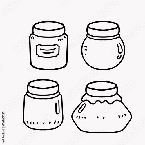hand drawn doodle jar collection illustration