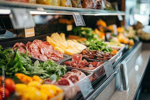 Expertly Curated Selection of Fresh Meats and Cheeses at the Grocery Store Deli