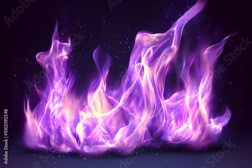 Fototapeta Naklejka Na Ścianę i Meble -  Mystical purple Fire Flames 3d icon