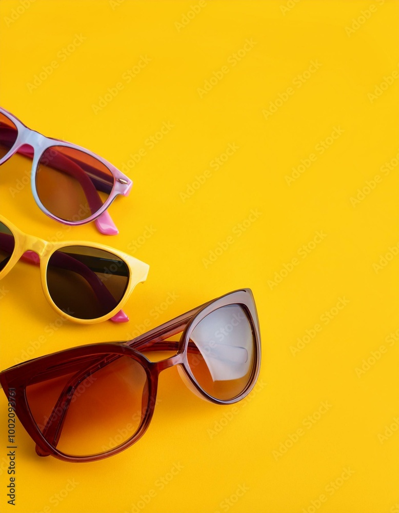 Sunglasses on yellow background Sunglasses on yellow background