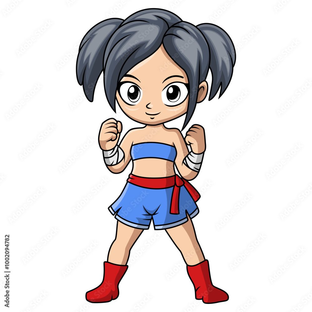 cute little girl practicing Muaythai
