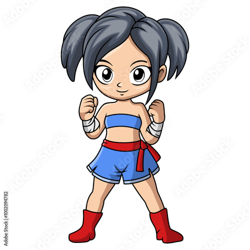 cute little girl practicing Muaythai