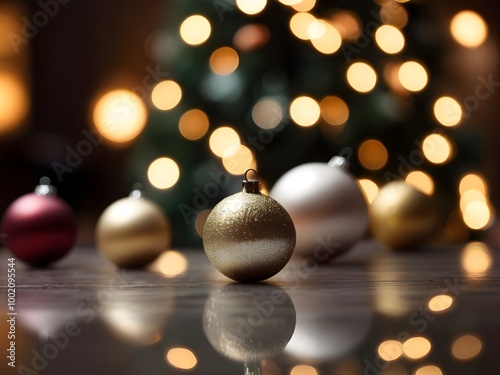 golden christmas balls decorations background