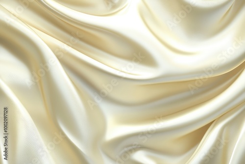 Soft, flowing ivory satin fabric, draped and textured. Luxurious and elegant.