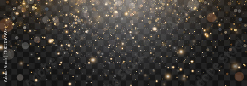 Magical light dust with a soft glow. Floating particles of light. A Christmas light effect with sparkling fairy dust shining on a transparent background. Vector illustration in PNG format