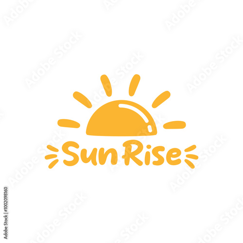 cute cartoon sun rise logo icon