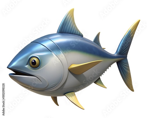 Tuna fish 3D render icon isolated on white background