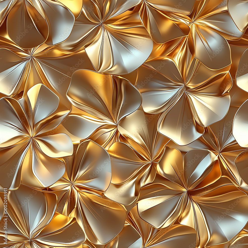 Seamless abstract Gold Low-Poly Flower Pattern Seamless abstract Gold Low-Poly Flower Pattern