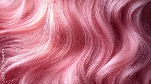 very healthy long shiny hair, color pink, that looks out of a commercial