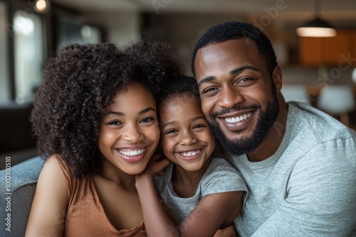 Family time is for laughter and fun. Shot of a happy young family playing together on the sofa at home, Generative AI