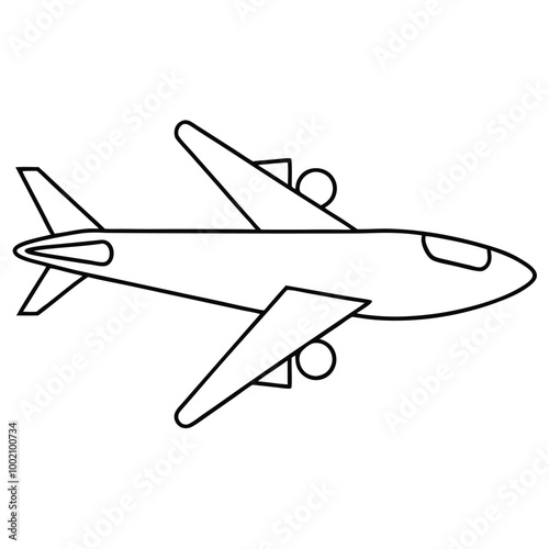 Airplane Line Art Vector Drawing.