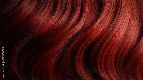 very healthy long shiny hair, color red, that looks out of a commercial