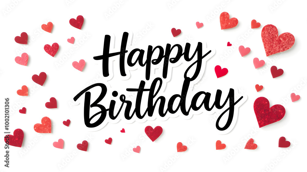 Colorful Happy Birthday Celebration with Hearts