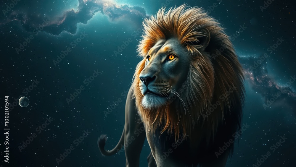 Majestic Lion in a Starry Night Sky Majestic Lion in a Starry Night Sky