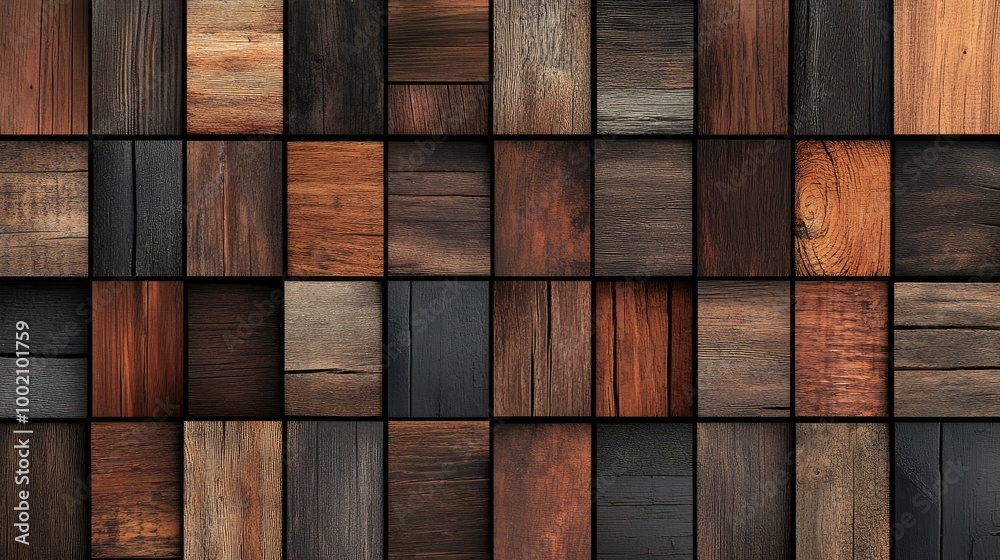 mosaic of dark wooden panels in varying sizes and shades, featuring rich textures and earthy tones mosaic of dark wooden panels in varying sizes and shades, featuring rich textures and earthy tones