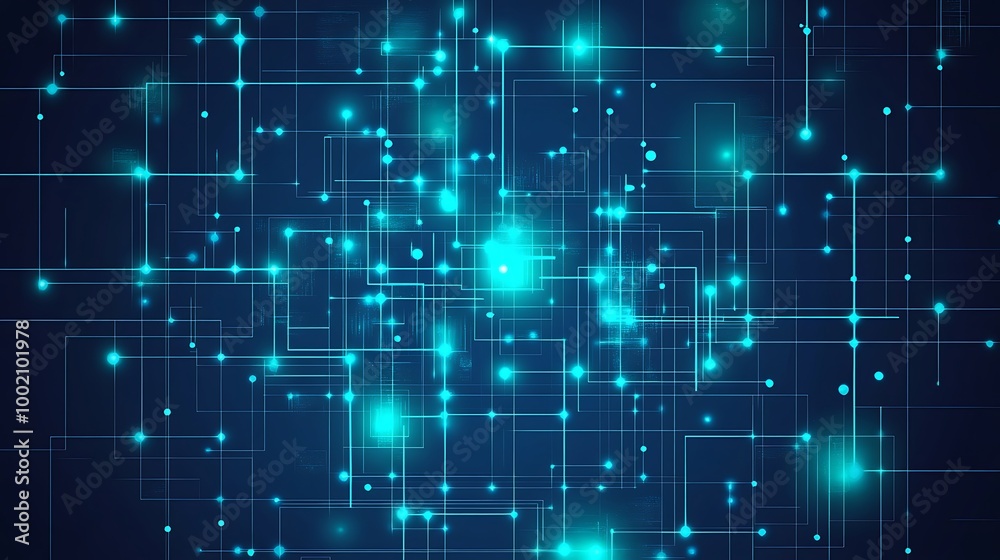 Abstract digital network with glowing lines and dots. Abstract digital network with glowing lines and dots.