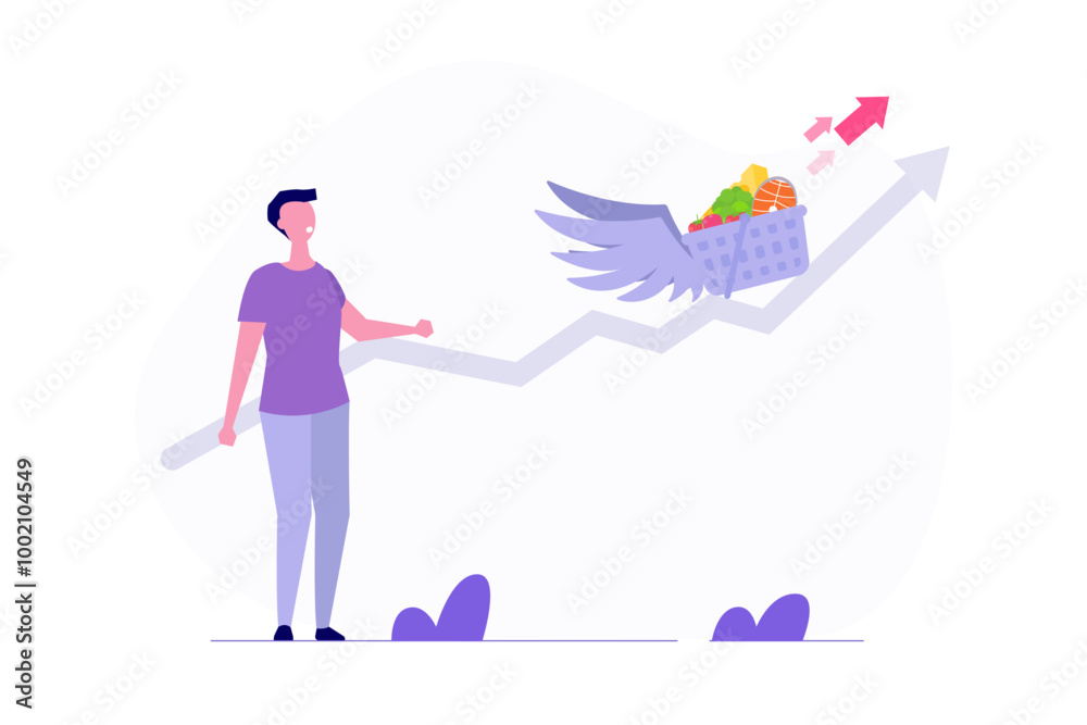 Inflation food price, Grocery Prices Rising concept. Inflation food price, Grocery Prices Rising concept.
