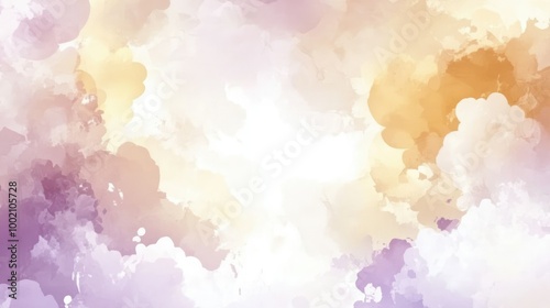 Abstract watercolor background creating pastel purple and orange clouds