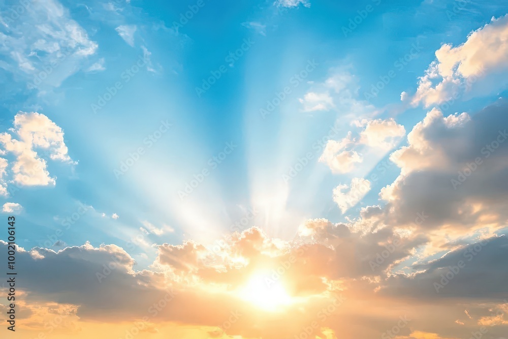 A vibrant sunset with sun rays breaking through the clouds. A vibrant sunset with sun rays breaking through the clouds.