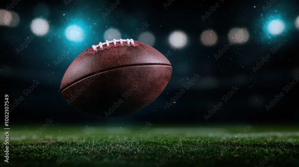 american football on field with lights and stars