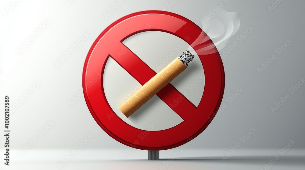 No smoking sign with cigarette on white No smoking sign with cigarette on white