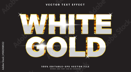 3D White Gold sparkle style shiny editable text effect Template