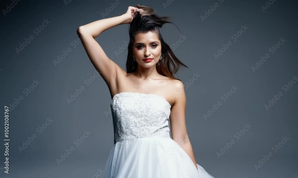 Beautiful Woman Isolated Gray Background Beautiful Woman Isolated Gray Background