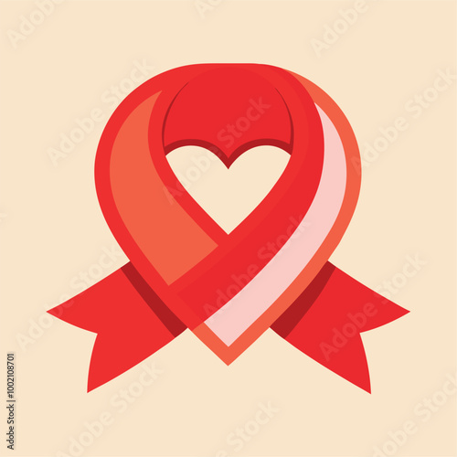 A romantic red heart with a flowing ribbon, a perfect symbol of love and passion for Valentine's Day