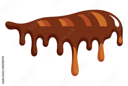 Melted chocolate dripping illustration on white background.