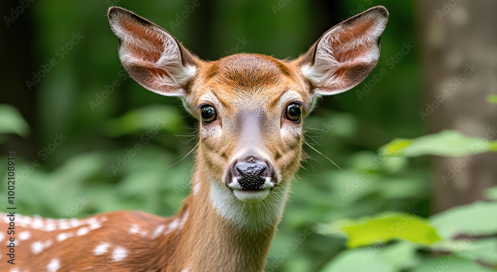 Closeup of a curious deer in the forest Closeup of a curious deer in the forest