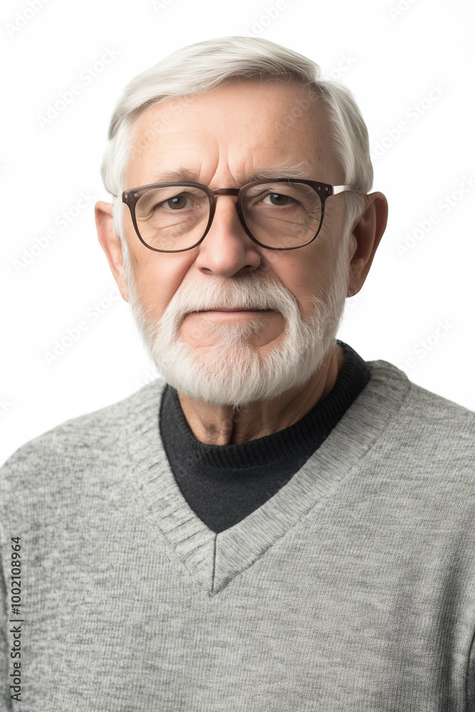 Passbild für Ausweis - Rentner mit grauen Haaren und Brille Passbild für Ausweis - Rentner mit grauen Haaren und Brille