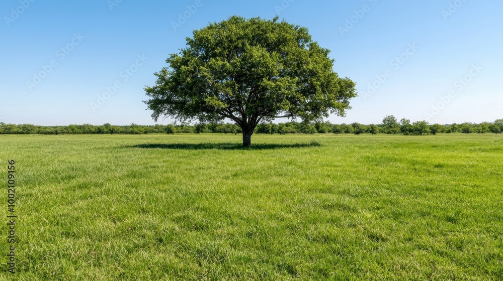 Lone tree in a lush green field Lone tree in a lush green field