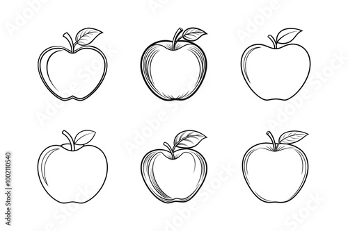 Apple line icon set Apple icon collection vector. Apple vector set healthy sweet fruit white background