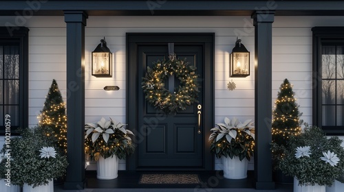 Elegant Charcoal Gray Front Door Decor