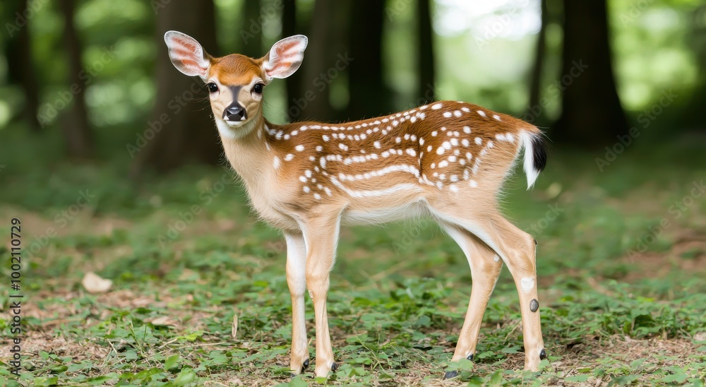 Adorable spotted deer in forest Adorable spotted deer in forest